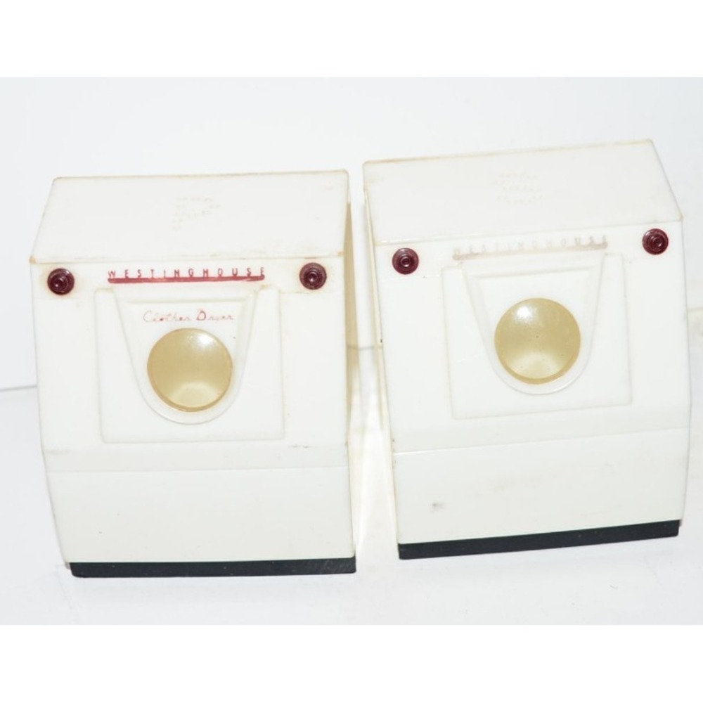 Vtg 50s Westinghouse Laundry washer dryer Salt & Pepper Shaker Set Promo